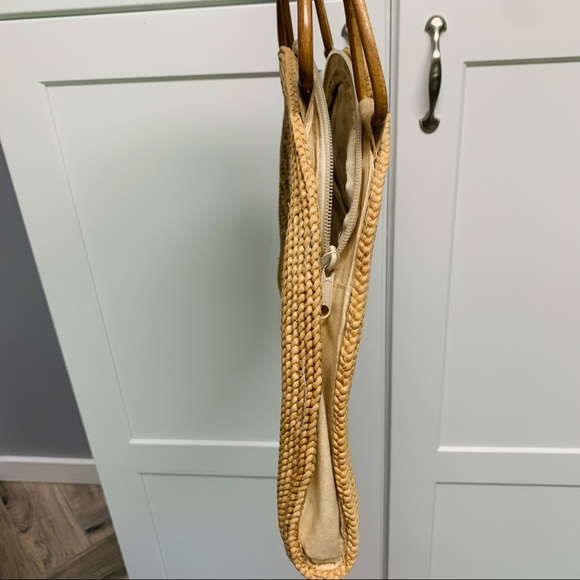 Vintage Woven Straw Half Moon Rattan Whicker Purse Clutch boho aesthetic modern - Picture 9 of 10